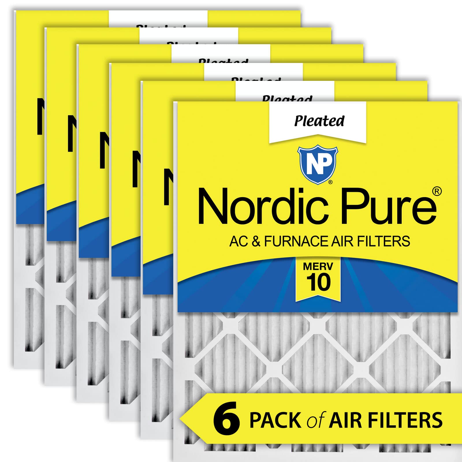 Nordic Pure 18x20x1 (17 1/2 x 19 1/2 x 3/4) Pleated MERV 10 Air Filters 6 Pack