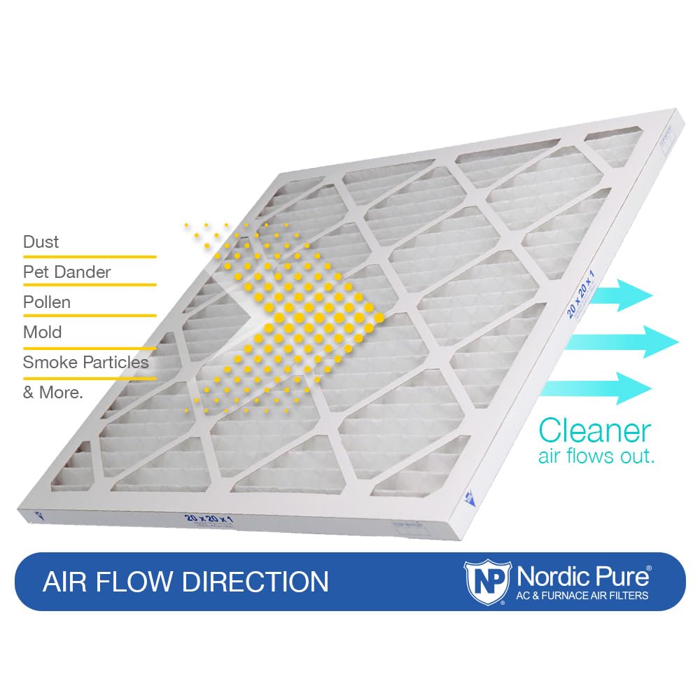 Nordic Pure 18x20x1 (17 1/2 x 19 1/2 x 3/4) Pleated MERV 10 Air Filters 6 Pack