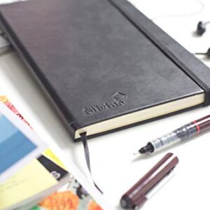 Silvine 391133 Executive Soft Feel Notebook Ruled with Marker Ribbon 160pp 90gsm A5 Black Ref 197BK