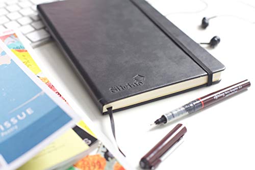 Silvine 391133 Executive Soft Feel Notebook Ruled with Marker Ribbon 160pp 90gsm A5 Black Ref 197BK