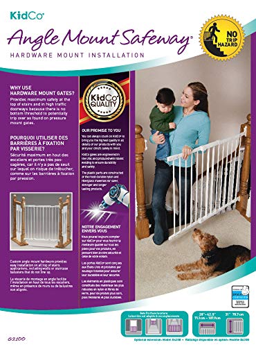 KidCo G2100 Angle Mount Metal Safeway Gate (White)