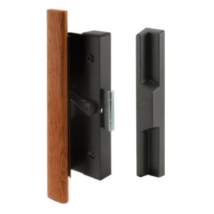 prime-line c 1126 black diecast sliding door handle with wood handle, (single pack)