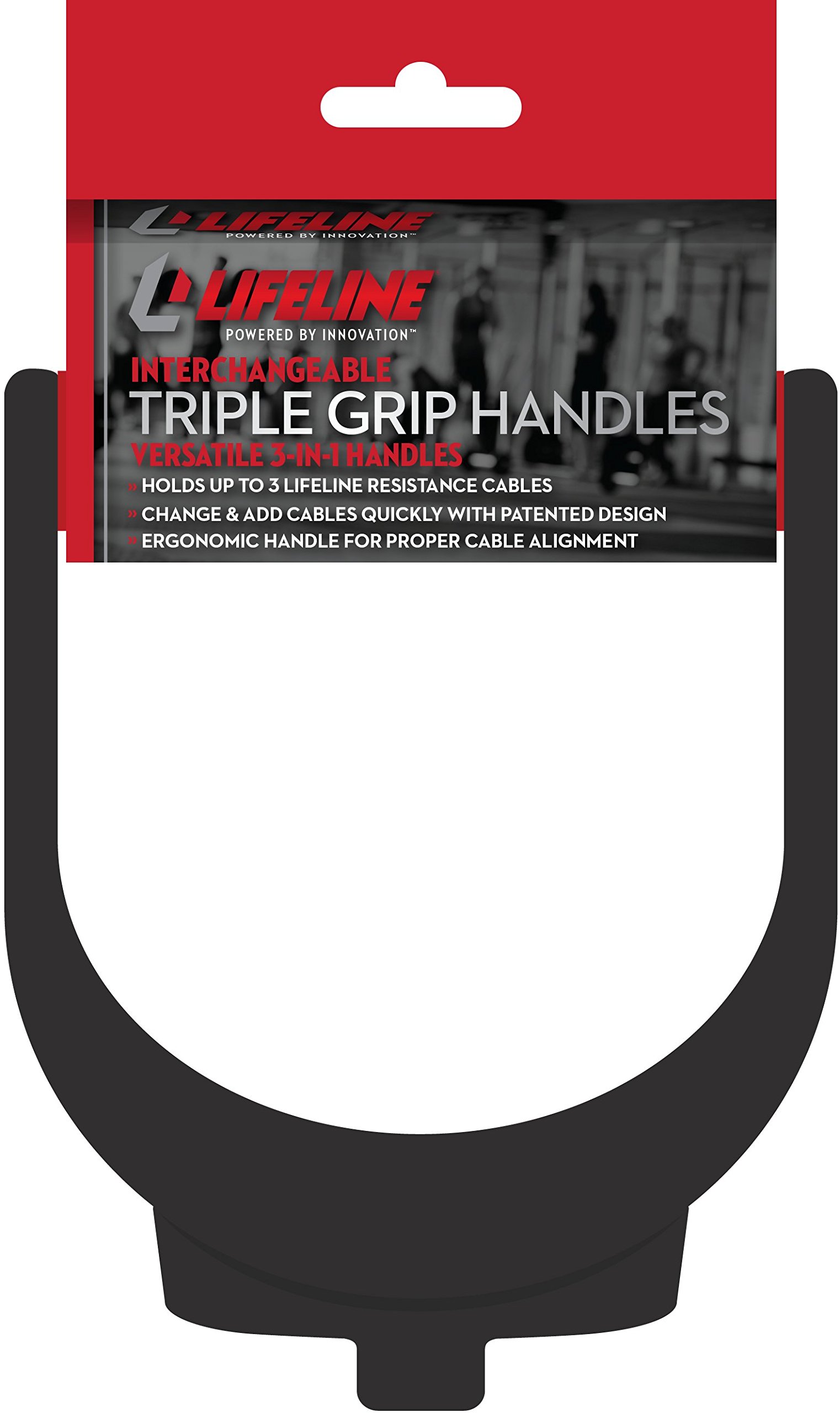 Lifeline Triple Grip Handles Fit Up to Three Resistance Cables for Continuous Muscle Tension Training , Black/Red