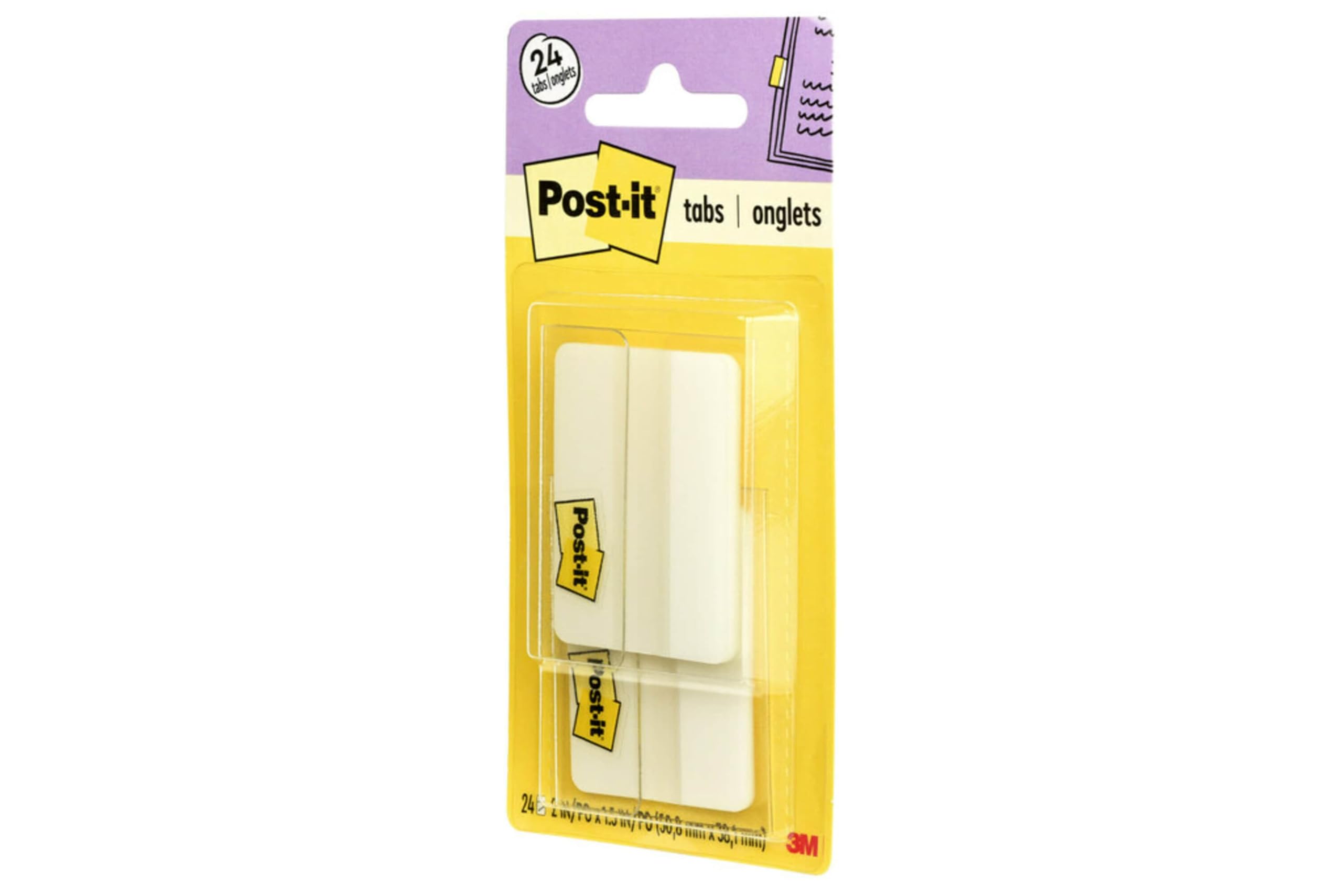 Post-it Tabs, 2 in Solid, White, 12 Tabs/On-The-Go Dispenser, 2 Dispensers/Pack (686-24WE)