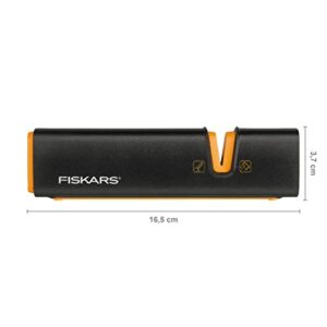 Fiskars XSharp Axe and Knife Sharpener, Ceramic sharpening stone/Fiberglass reinforced plastic case, Black/Orange, 1000601