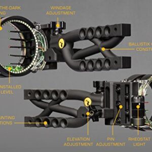 Trophy Ridge Cypher Archery Bow Sight - .019 Fiber Optic 5 Pin Sight, Tool Less Windage and Elevation Adjustability, Adjustable Rheostat Light, Ambidextrous