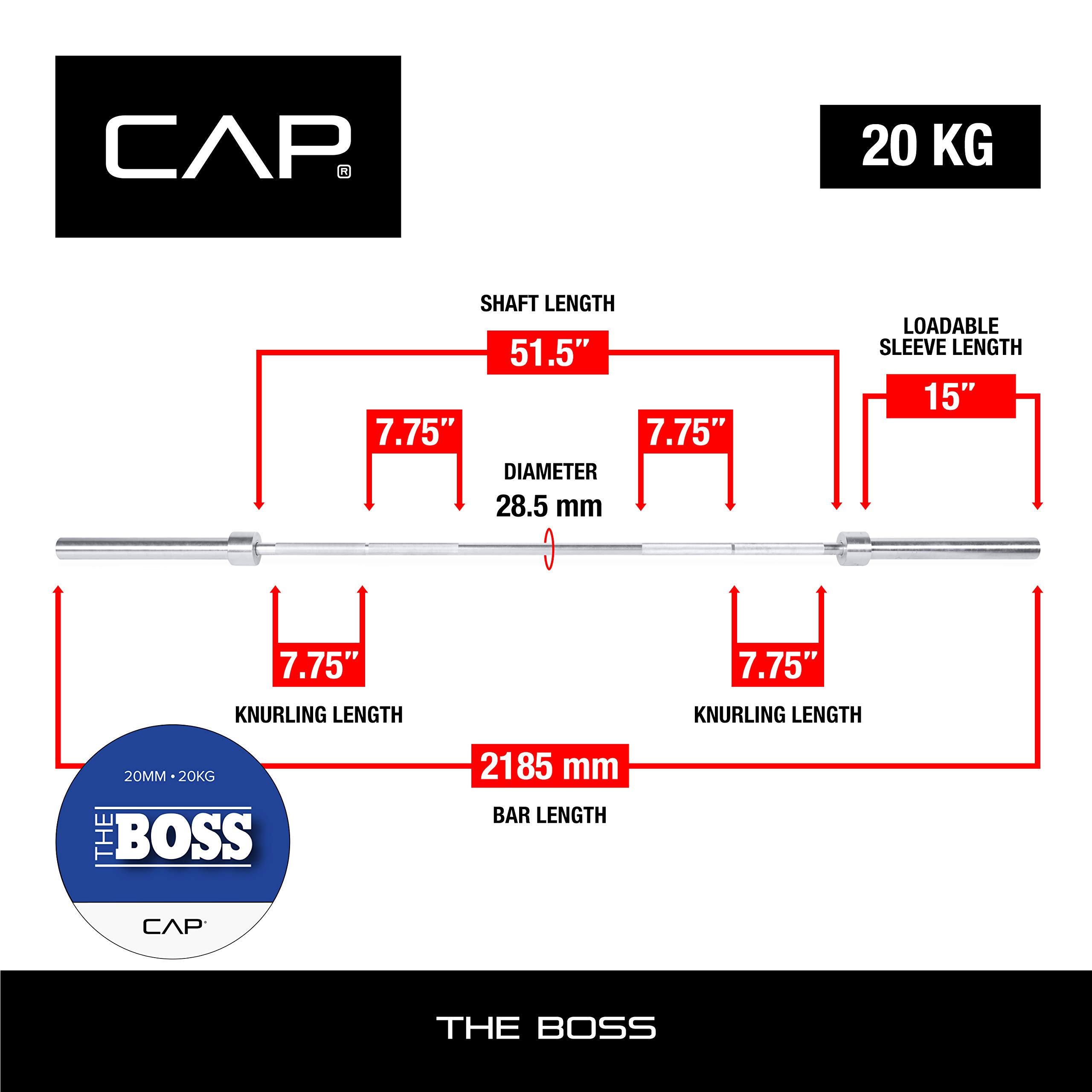 CAP Barbell THE BOSS Silver Zinc Olympic Bar