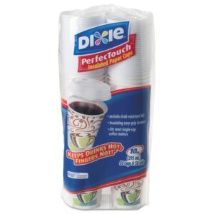 dixie perfectouch paper hot cups and lids combo, 10 oz, multicolor, 50 cups/lids/pack