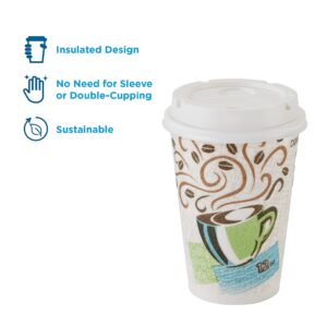 Dixie PerfecTouch Paper Hot Cups and Lids Combo, 10 oz, Multicolor, 50 Cups/Lids/Pack