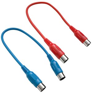 seismic audio speakers midi cables, keyboard data patch cords, 1 foot, blue and red