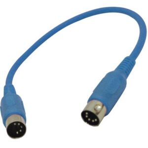 seismic audio - samidiblue1 - blue midi cable 1 foot - keyboard data patch cord