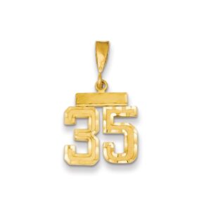 14k small diamond-cut number 35 charm, 14 kt yellow gold