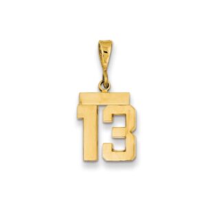 jay seiler 14k small polished number 13 charm, 14 kt yellow gold