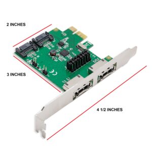 I/O Crest 2 Port eSATA III or 2 Port SATA III Non-RAID PCIe 2.0 x1 Hard Drive Controller Card Asmedia ASM1601 Chipset SD-PEX40049