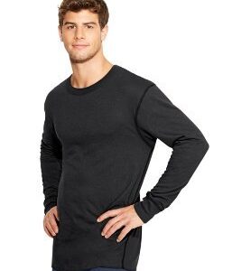 Duofold Men's Mid-Weight Wicking Crew Neck Top, Black, XX-Large