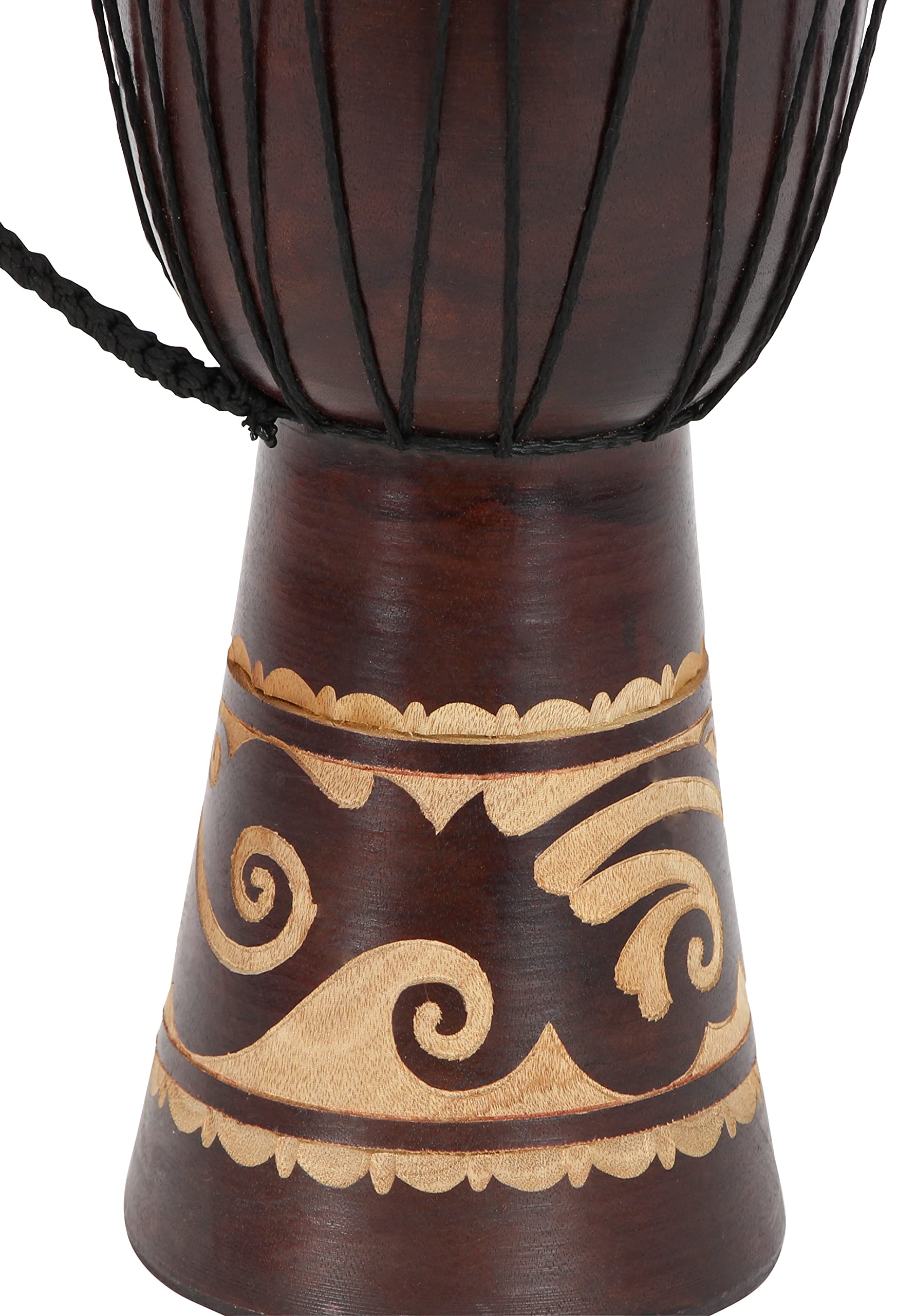 Deco 79 Wood Drum Handmade Decorative Sculpture Djembe Home Decor Statue with Rope Accents, Accent Figurine 9" x 10" x 16", Brown