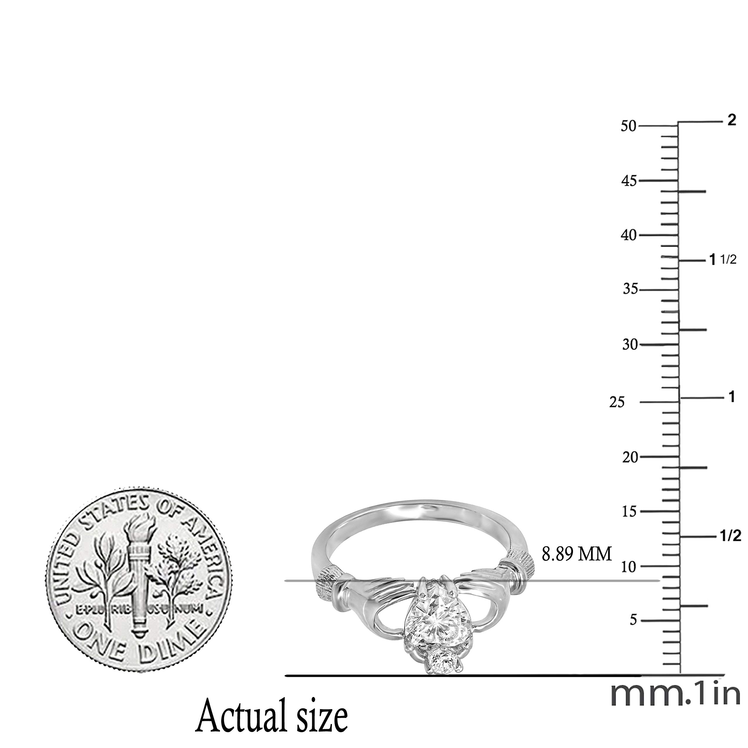 Dazzlingrock Collection Sterling Silver Cubic Zirconia Irish Friendship & Love Heart Claddagh Ring, Size 6