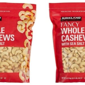 Kirkland Signatureââ€ž¢ Whole Cashews 2.5 lb. Jars, Fancy Grade Mother's Day Gift, 2.5 Pound (Pack of 2)