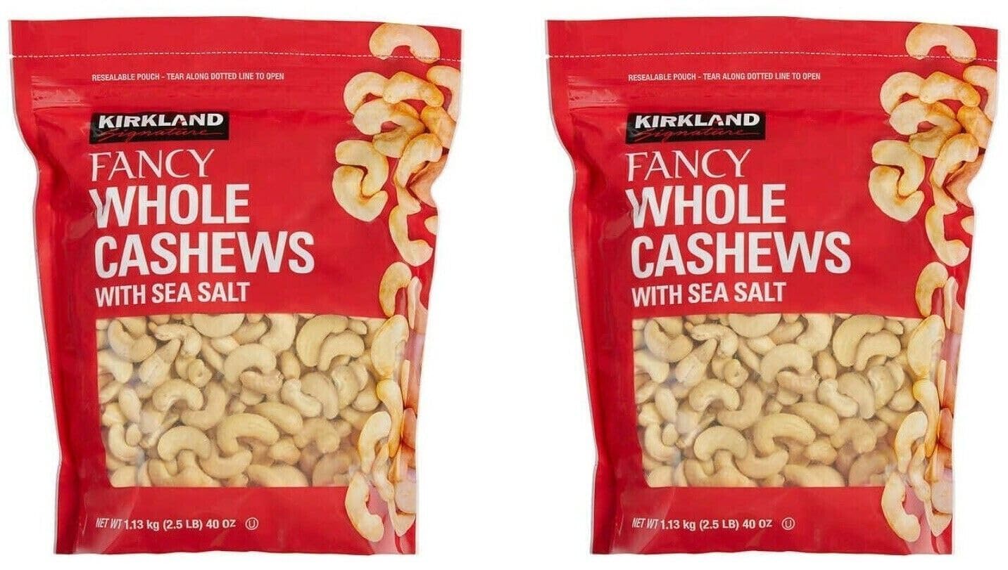 Kirkland Signatureââ€ž¢ Whole Cashews 2.5 lb. Jars, Fancy Grade Mother's Day Gift, 2.5 Pound (Pack of 2)