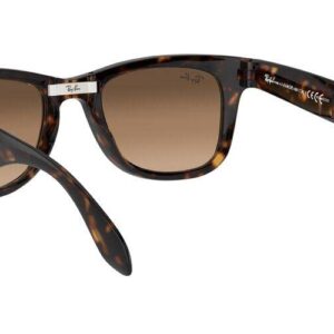 Ray-Ban RB4105 Folding Wayfarer Polarized Sunglasses, Light Havana/Brown Gradient I, 54 mm