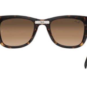 Ray-Ban RB4105 Folding Wayfarer Polarized Sunglasses, Light Havana/Brown Gradient I, 54 mm