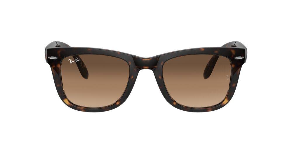 Ray-Ban RB4105 Folding Wayfarer Polarized Sunglasses, Light Havana/Brown Gradient I, 54 mm