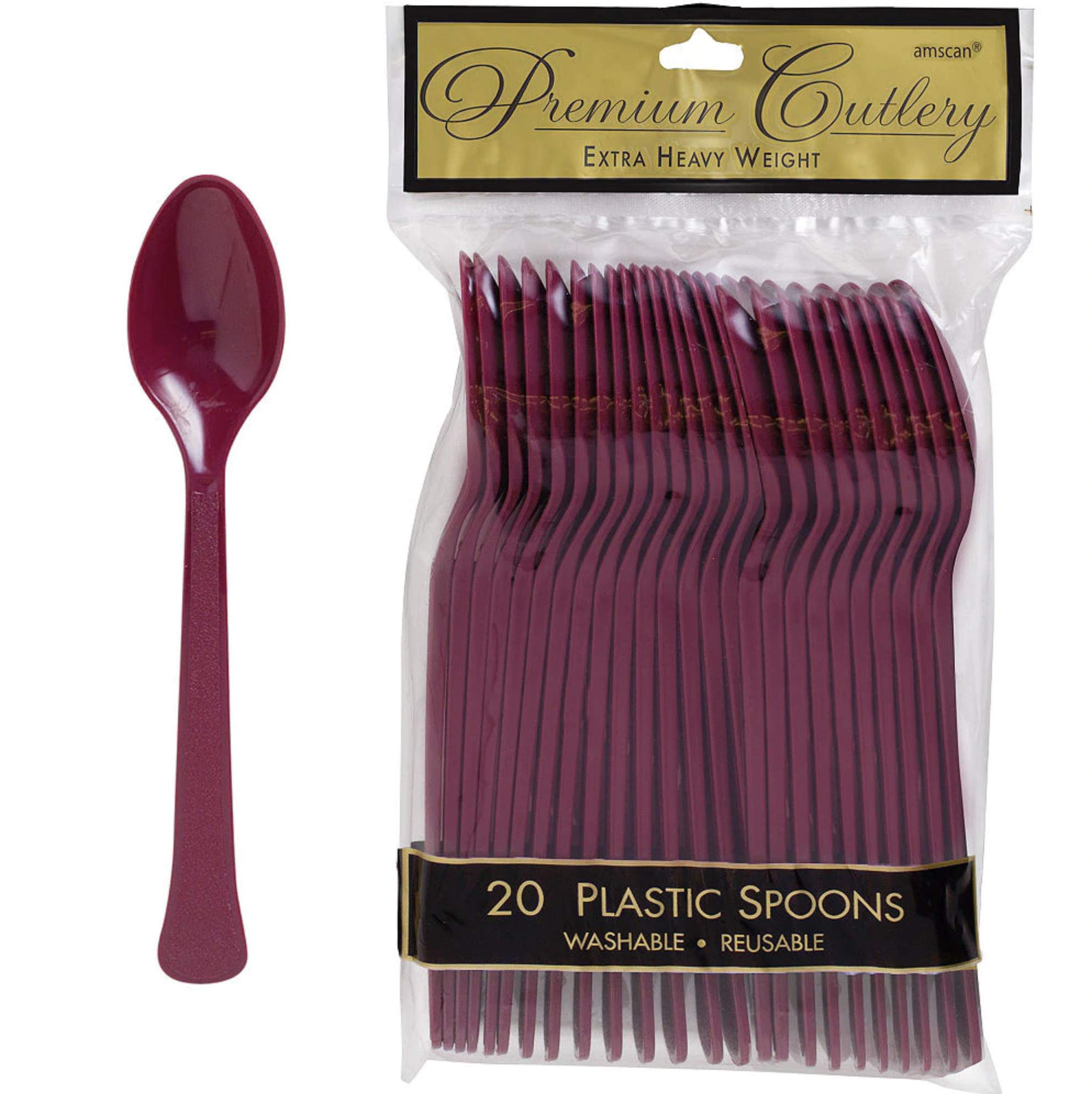 Berry Plastic Heavy Weight Spoons (20 Count) - Premium Disposable Plastic Cutlery, Perfect for Home Use and All Kinds of Occasions