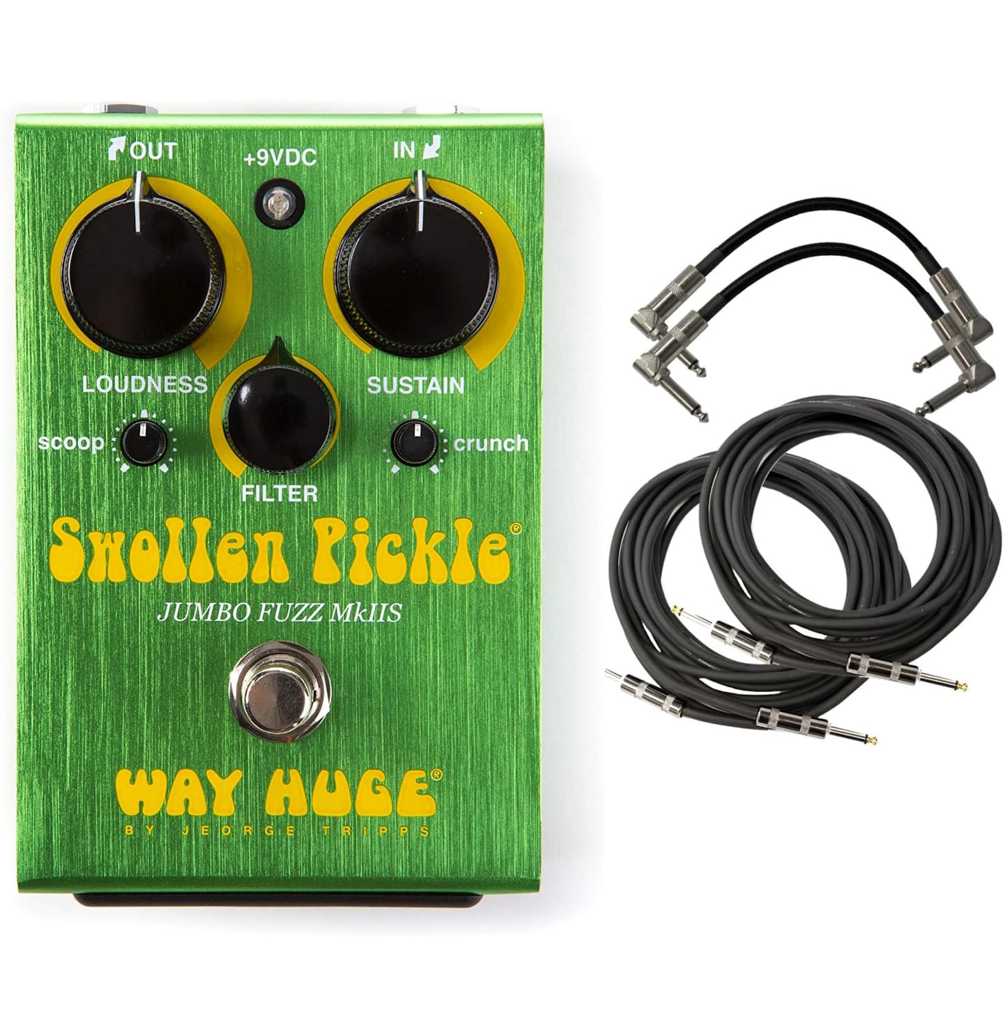 Way Huge Swollen Pickle MKII Guitar Effects Pedal w/(2) 6" patch cables (2) 18.6' cables