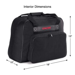 SINGER | Machine Carrying Case, Black, Spacious Case Fits Most Standard Sewing Machines and Sergers, Fully-Padded Interior, Durable Canvas Exterior, Easy Zip, Large Front Pocket, Easy Transport