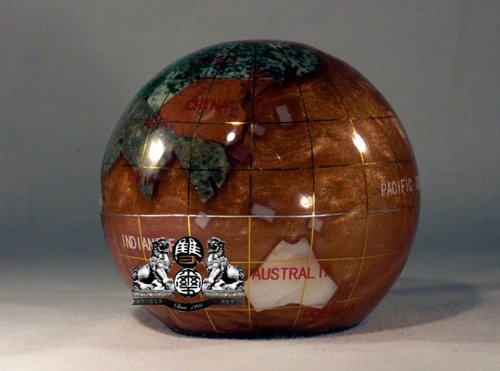 Unique Art 3-Inch amber Pearl Swirl Ocean Gemstone World Globe Paper Weight