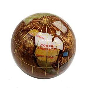 Unique Art 3-Inch amber Pearl Swirl Ocean Gemstone World Globe Paper Weight