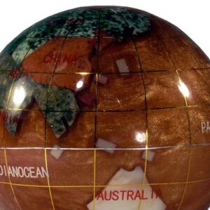 Unique Art 3-Inch amber Pearl Swirl Ocean Gemstone World Globe Paper Weight