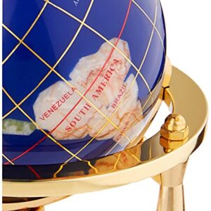 Unique Art 6-Inch by Blue Lapis Ocean Mini Table Top Gemstone World Globe with Gold Tripod