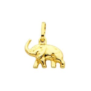 The World Jewelry Center 14k REAL Yellow Gold Elephant Pendant with 1.2mm Singapore Chain Necklace - 20"