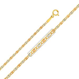 The World Jewelry Center 14k REAL Tri-color Gold Religious Baptism Pendant with 1.5mm Diamond Cut Chain Necklace - 22"