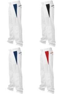 rawlings youth relaxed fit v-notch insert baseball pant, white with navy insert, youth x-small