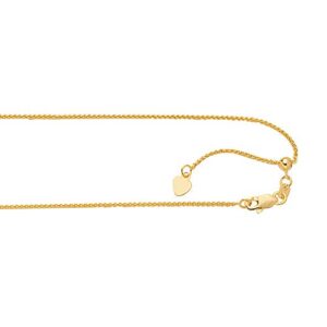 jewelstop 14k yellow gold 1 mm adjustable wheat chain 22" w/lobster claw clasp