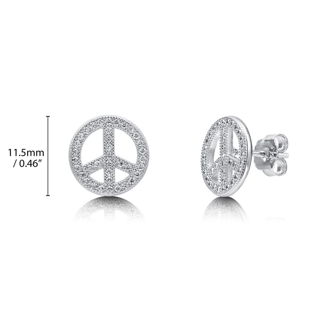 BERRICLE Sterling Silver Cubic Zirconia CZ Fashion Stud Earrings for Women, Rhodium Plated