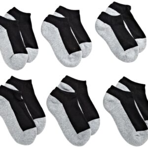 Jefferies Socks boys Seamless Sport Low Cut Half Cushion (Pack of 6) athletic socks, Black/Grey, Medium US