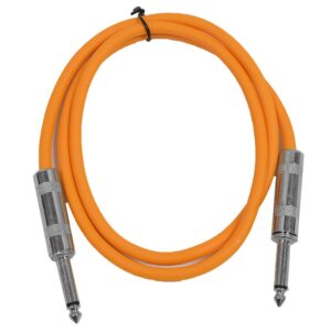 seismic audio speakers guitar cables, ts ¼” guitar cables, orange, 3 feet