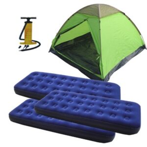 Zaltana 3 Person Tent with 3 Air Mats(Single) and Air Pump Set