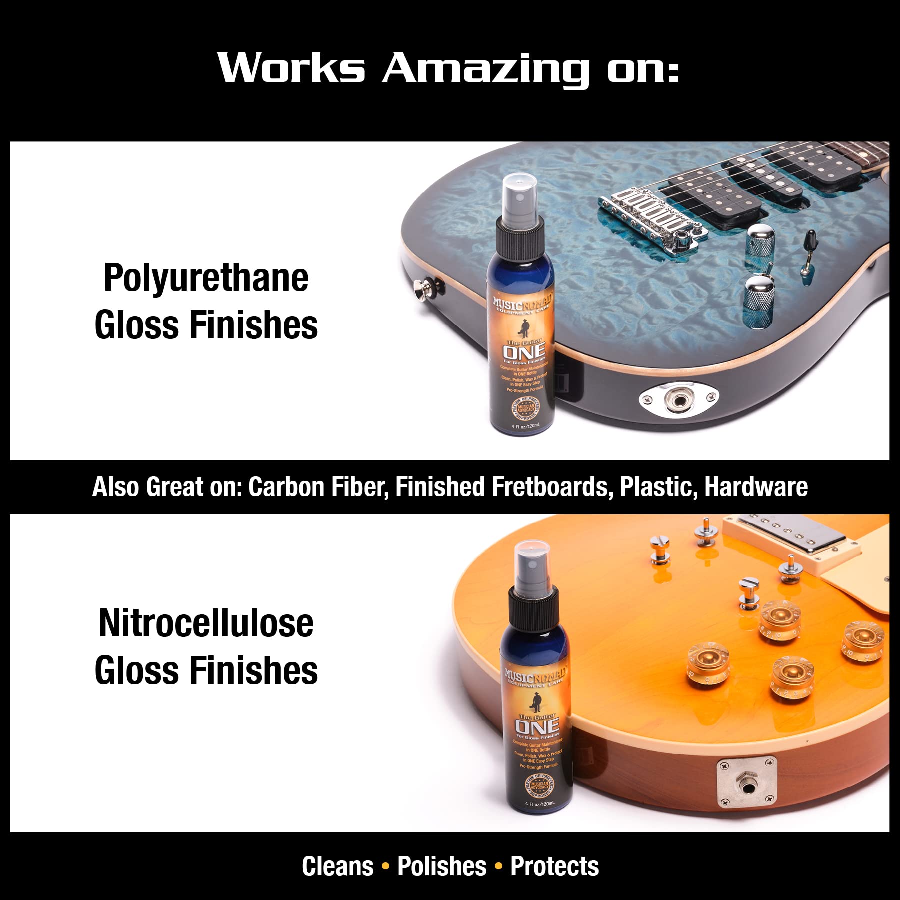 MusicNomad Guitar Complete Cleaning & Care Kit: Cleaner, Polish, Fretboard Oil & 2 Cloths (MN108)