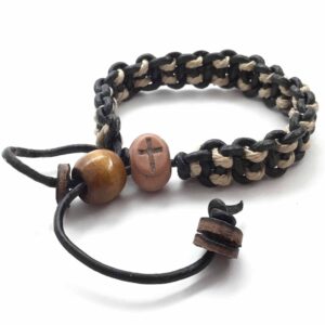 FORGIVEN JEWELRY Macrame Bracelet with Cross Bead