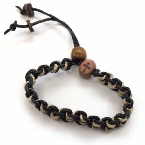 FORGIVEN JEWELRY Macrame Bracelet with Cross Bead