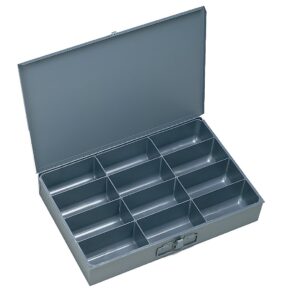 durham 211-95-ind gray cold rolled steel individual small scoop box, 13-3/8" width x 2" height x 9-1/4" depth, 12 compartment