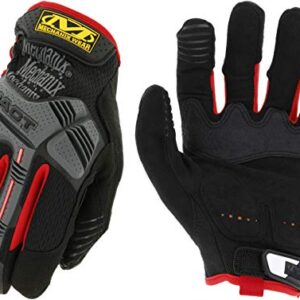 Mechanix Wear: M-Pact Work Gloves with Secure Fit, Work Gloves with Impact Protection and Vibration Absorption, Safety Gloves for Men (Black/Red, Large)