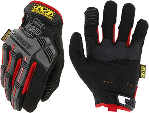 Mechanix Wear: M-Pact Work Gloves with Secure Fit, Work Gloves with Impact Protection and Vibration Absorption, Safety Gloves for Men (Black/Red, Large)