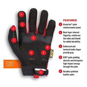 Mechanix Wear: M-Pact Work Gloves with Secure Fit, Work Gloves with Impact Protection and Vibration Absorption, Safety Gloves for Men (Black/Red, Large)