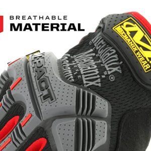 Mechanix Wear: M-Pact Work Gloves with Secure Fit, Work Gloves with Impact Protection and Vibration Absorption, Safety Gloves for Men (Black/Red, Large)