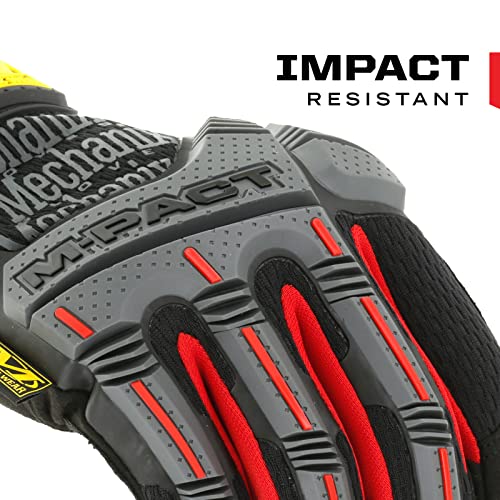 Mechanix Wear: M-Pact Work Gloves with Secure Fit, Work Gloves with Impact Protection and Vibration Absorption, Safety Gloves for Men (Black/Red, Large)